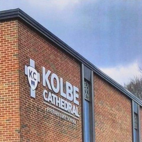 The Kolbe Cathedral building with its crest signage